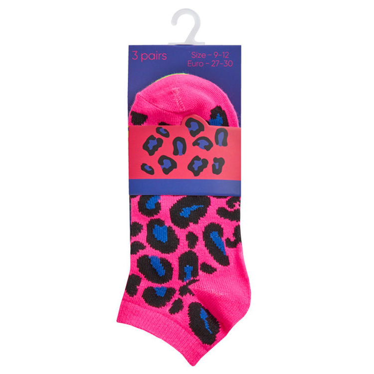 Picture of 43B689-Girls ANKLE Trainer Liner Low Cut Socks -ANIMAL PRINT